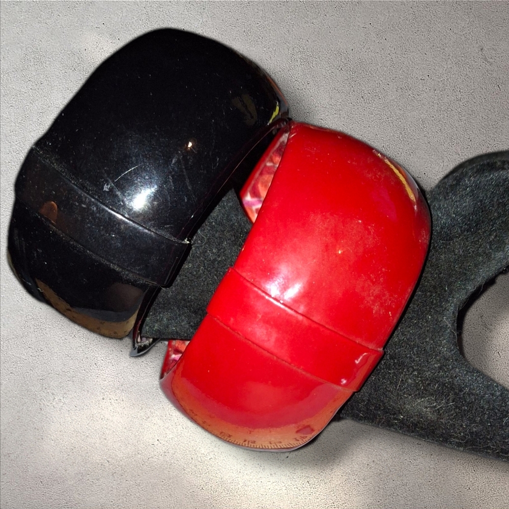 Statement Bangle Wide Bracelet Inner Lining Red A… - image 3